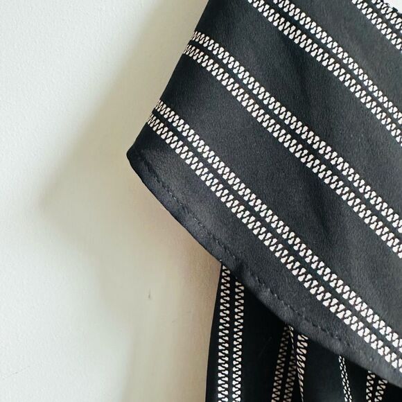 Halogen Pinstripe One Shoulder Ruffle Chiffon Blouse – Size Medium - Picture 8 of 9